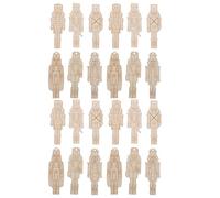 SHINEOFI 24pcs Khaki Nutcracker Wooden Pendants with Pre-drilled Holes and Hanging Strings, Flat Lightweight Wood Pieces for DIY Graffiti, for Christmas Holiday Nutcracker Decor