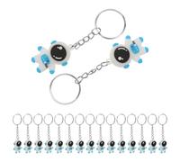 SHINEOFI 24pcs Mini Blue Astronaut Keychains, Pvc Soft Cartoon Space Spaceman Bag Charms, Small 3.8cm Key Ring Pendants for Backpacks and Party Favors