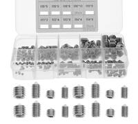 SHINEOFI 250pcs 304 Stainless Steel Hexagonal Allen Pointed Set Screws Assortment Kit with Box, Internal Screw Assembly for Industrial and Mechanical Applications