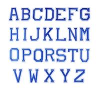 SHINEOFI 26 Pieces Navy Blue Iron-on Embroidered Letter Patches Set for Clothes, DIY Sewing Appliques, Alphabet Iron-on Letters for Jackets, Jeans, Bags, and Hats