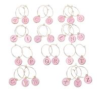 SHINEOFI 26pcs Light Pink Alphabet Wine Glass Charms Set A-z Decorative Drink Markers for Party Wine Accessories and Gathering Identification