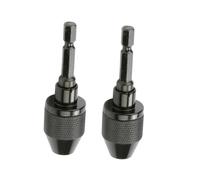 SHINEOFI 2Pc Aluminum Alloy Keyless Drill Chuck Adapter with Unique Ratchet Lock for Bits Hex Shank Converter for Impact Drivers and Hand Drills