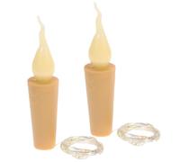 SHINEOFI 2pcs 1 Meter Bottle Stopper String Lights Candle Flame LED Pendants, Copper Wire Decorative LED String Lights for Indoor Festival and Christmas Decoration