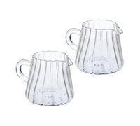 SHINEOFI 2pcs 200ml High Borosilicate Glass Milk Pitcher Frothing Jug Small Creamer for Coffee and Milk Frother Use