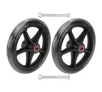 SHINEOFI 2pcs 7 Inch Walker Wheels Replacement for Drive Rollators, Universal Front Wheelchair Wheels with Axles & Bearings, Solid Rubber Caster Parts for Folding Walkers, Black