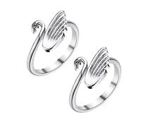 SHINEOFI 2PCS Adjustable Swan Shape Yarn Ring for Crochet Knitting Tool Knitting Loop with Creative Design Easy to Wear Left Right Hand Sewing and Quilting Enthusiasts