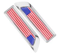 SHINEOFI 2pcs American Flag Car Decals Self Adhesive Metal Badges with Thick Alloy Material and Precise Fit for Auto Bumper and Trailer Side Body Decoration