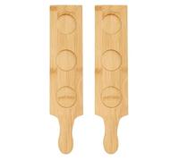 SHINEOFI 2pcs Bamboo Stemware Rack for Craft Beer and Wine Glasses Flight Board Serving Tray Holder for Home Bar Party Tasting and Display