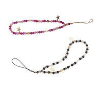 SHINEOFI 2pcs Beaded Phone Chain Wristlet with Star Pendant Lightweight Cellphone Lanyard for Casual and Formal Occasions Compatible with Multiple Phone Models Stylish and Accessory