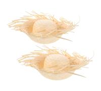 SHINEOFI 2pcs Beige Straw Pava Hats for Men and Women, Lightweight Foldable Chicken Nest Shape Beachcomber Hats, for Summer Parties and Themed Events