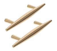 SHINEOFI 2pcs Brass Cabinet Handle Simple Copper Door Pulls for Furniture Lightweight Easy to Install for Cabinets Dressers Bookshelves and More
