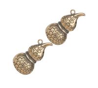 SHINEOFI 2pcs Brass Gourd Pendant Hollow Durable Feng Shui Lucky Amulet for DIY Necklace Bracelet Keychain Traditional Cultural Craftsmanship