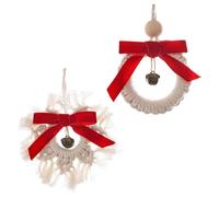 SHINEOFI 2pcs Car Hanging Pendants Hand Woven Jingle Bell Pendants Nordic Style Star-shaped Wood Cotton Rope Decorative Practical Background Photo Prop at Parties