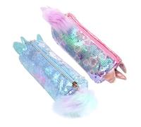 SHINEOFI 2pcs Cartoon Animal Sequin Pencil Cases Cute and Lightweight Stationery Pouches for Boys and Girls for Organizing Pencils and Cosmetics Random Colors