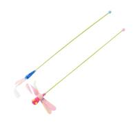 SHINEOFI 2pcs Cat Teaser Wand Interactive Pet Accessories Plastic Artificial Plume for Cats and Kittens, Protects Fingers from Claws Random Color
