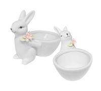 SHINEOFI 2pcs Ceramic Bunny Shaped Key Holder Bowl Small White Rabbit Home Decor Accent Adorable Rustic Style Desk Art Decoration