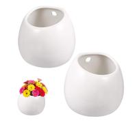 SHINEOFI 2pcs Ceramic Hanging Planter Succulent Plant Pot White Porcelain Minimalist Elegant Wall Hanging Space Saving Flower Pot for Windowsill and Parlor