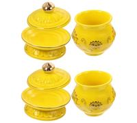 SHINEOFI 2pcs Ceramic Offering Bowl Offering Cup Round Classic Porcelain Decorative Elegant Ritual Cups for Buddha Home Sacrificing