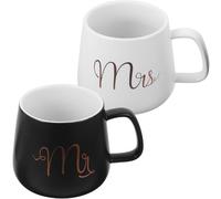 SHINEOFI 2pcs Couples Mugs Mr and Mrs Coffee Mugs 330ml Ceramic Delicate Romantic Design with Handle Easy to Maintain Practical for Grooms and Couples Enjoying A Cozy Evening Tea