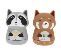 SHINEOFI 2Pcs Creative Animal-shape Mechanical Kitchen Timer Abs Cooking Reminder Device for Baking and Management Easy Rotate Operation Random Cartoon Styles