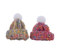 SHINEOFI 2pcs Cute Mini Knitted Hats for Dolls Tiny Fuzzy Beanie Accessories for Crafts Diy Projects Dollhouse Ornaments Soft Wool Winter Caps for Imaginative Play