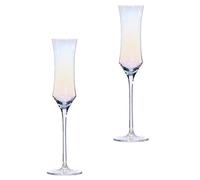 SHINEOFI 2Pcs Dazzling Rainbow Color Sparkling Wine Glasses Set, Waist Stemware Goblets for Party and Home Entertaining, Elegant Glass Wine Cups for Special Occasions