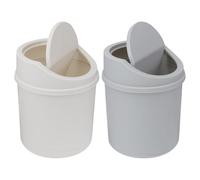 SHINEOFI 2Pcs Desktop Mini Trash Can with Lid, Plastic Rubbish Container for Home and Office, Small Flip-Top Garbage Bin Suitable for Kitchen, Bedroom, and Desktop Use