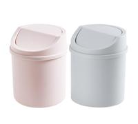 SHINEOFI 2pcs Desktop Trash Can Creative Ash-bin Garbage Can Plastic Safe Handy Trash with Lid for Home Office Use Lovely New Look