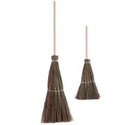 SHINEOFI 2Pcs Dollhouse Miniature Broom, 1:12 Scale Mini Hand-Woven Broom, Tiny Witch Broomstick for Dollhouse Furniture Accessories Halloween, Christmas, Home Garden Decor