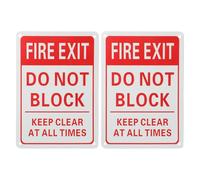 SHINEOFI 2pcs Emergency Fire Exit Plate Fire Exit Warning Sign Emergency Sign Aluminum Alloy Metal Sturdy Easy Installation Always Visible for Building Outdoor Use Compliant Safety
