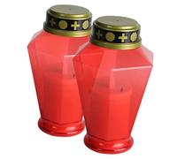 SHINEOFI 2pcs Flameless LED Candle Lights for Graveyard and Prayer Use, Sturdy Plastic Material, Not Easily Crack or Break, Battery Operated Candle Lights for Desk and Table Decoration
