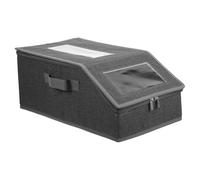 SHINEOFI 2pcs Foldable Baseball Cap Organizer Boxes with Pvc Window and Handle, Space-saving Hat Storage Case for Closet, Stackable Hat Container Holds to 15 Caps, Dark Grey