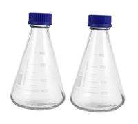 SHINEOFI 2Pcs Glass Conical Flasks with Blue Screw Caps Laboratory Experiment Bottles for Chemistry Research and Education Lightweight Use