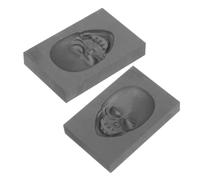 SHINEOFI 2pcs Graphite Casting Ingot Molds Skull 3D Refining Scrap Melting Casting Mold for Smelting Silver Metal Aluminum Copper Brass Zinc