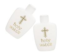 SHINEOFI 2pcs Holy Water Bottles with Cross 60ml Refillable Plastic Prayer Oil Containers for Travel Religious Baptism and Aromatherapy Fragrance Vials