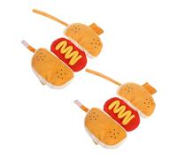 SHINEOFI 2PCS Hot Dog Costume for Small Pets Funny Puppy Hamburger Outfit with Elastic Straps Warm Cotton for Cats and Dogs Cozy Halloween Cosplay Suit S
