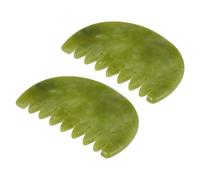 SHINEOFI 2pcs Jade Massage Comb Anti-Static Scalp Massager with Oil Balancing Feature Natural Green Jade Material for Relaxation and Wellness