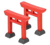 SHINEOFI 2pcs Japanese Torii Gate Ornament Miniature Resin Statue for Home Decor Intricately Crafted Design, Versatile Placement on Desks and Shelves, Authentic Traditional Shinto Shrine