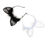 SHINEOFI 2pcs Lace Rabbit Ear Headband Comfortable and Well Decorated Hair Accessory for Adults, Unique Delicate Craft Design for Honeymoon and Anniversary Party Wear
