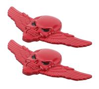 SHINEOFI 2pcs Large Red-Eye Skull with Wings Car Decals, Waterproof 3D Skull Emblem Stickers for Car Hood, Bumper, and Motorcycle Exterior Decoration
