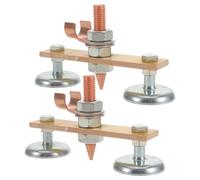 SHINEOFI 2pcs Magnetic Welding Ground Clamp with Dual-Head Copper Alloy Construction and Cable for Car Body Repair and Metalworking Fields, Featuring Dualhead Efficiency and Versatile