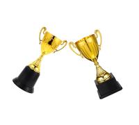 SHINEOFI 2pcs Mini Gold Award Trophy Cups with Stable Base Plastic Construction Shiny Finish for Corporate Events School Competitions Soccer Party Favors and Personal Collections