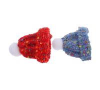 SHINEOFI 2pcs Mini Knitted Hats for Dolls Fluffy Beanies for Dollhouse Accessories and Collectors Christmas Ornament