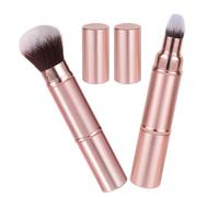 SHINEOFI 2pcs Mini Make up Brush Set Featuring Double-ended Retractable Design with Protective Cap, Made of Man-made Fibres and Plastic, for Travel and Parties with Portable Compact
