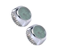 SHINEOFI 2pcs Mini Ring Watch for Women and Men, Creative Metal Quartz Ring Watches with Big Numbers for Convenient Time Checking, Stylish Accessories as Gifts