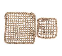 SHINEOFI 2pcs Natural Woven Grass Mat for Rabbits Squirrels Guinea Pigs Chew and Activity Protector Pet Mat for Dental Health and Boredom Relief Large Small