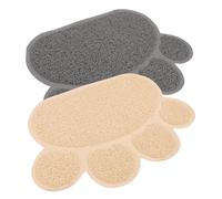 SHINEOFI 2pcs Non-slip Cat Litter Mats 30x40cm Household Pet Feeding Pads Thick Waterproof Floor Cushions for Indoor Cats, Grey and Beige