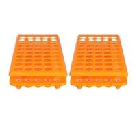 SHINEOFI 2pcs Orange Plastic Test Tube Rack with 50-holes, Rectangular Design, Smooth Handling and Stable Stacking, Suitable for Laboratory and Clean Benches, Featuring Builtin Drainage