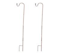 SHINEOFI 2pcs Outdoor Hanging Hooks Iron Shepherd Hanging Hooks Brown, Easy to Insert into Ground, Not Easy to Fall, for Planter and Solar Light, Courtyard Housewarming Gift