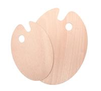 SHINEOFI 2pcs Oval Shaped Wooden Mixing Palette Painters Palette Lid Handheld Art Pallets for Oil Watercolor